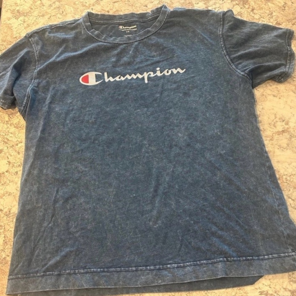 Women Champion T Shirt Acid washed Blue  Large